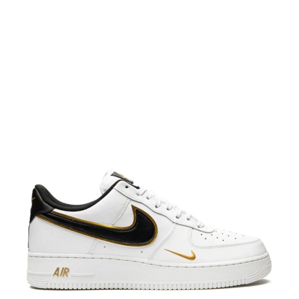Nike Air Force 1 Low LV8 White Black Gold Swoosh Sneakers Sz 5.5W / 4Y